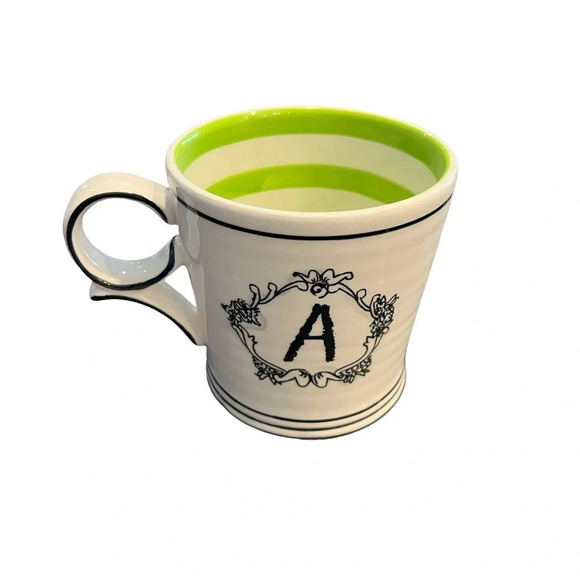 Katie Mandy Anthropologie A Letter Mug Lime Green Interior - Picture 8 of 8
